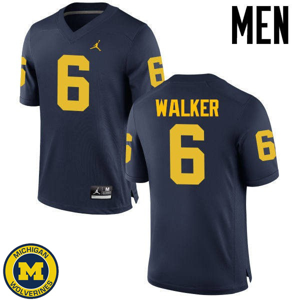 Mens University of Michigan #6 Kareem Walker Navy NCAA Player Game Jersey